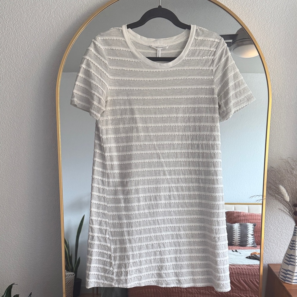 BCBGeneration Cream Textured Asymmetrical Dress